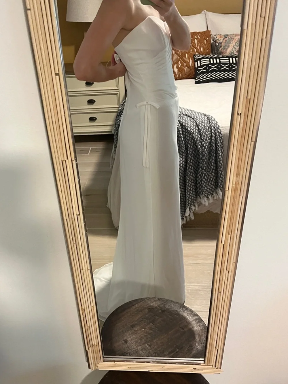 Strapless White Simple Ruched Bodice Wedding Dress or Evening Dress